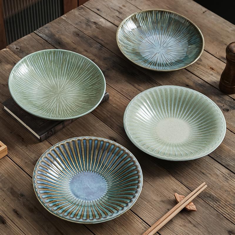 Japanese Kiln Ceramic Deep Plate Hotel Display Plate Creative Cold Dish Plate Pasta Plate Shallow Bowl
