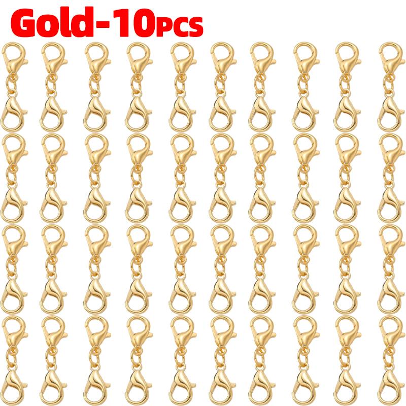 

50pcs Metal Double Head Lobster Clasp Extension Claw Connector Suitable for Necklace Bracelets DIY Jewelry Making Accessories