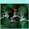 Elegant Transparent Snowflake Christmas Tree Ornaments Creative Reindeer Hanging Decorations