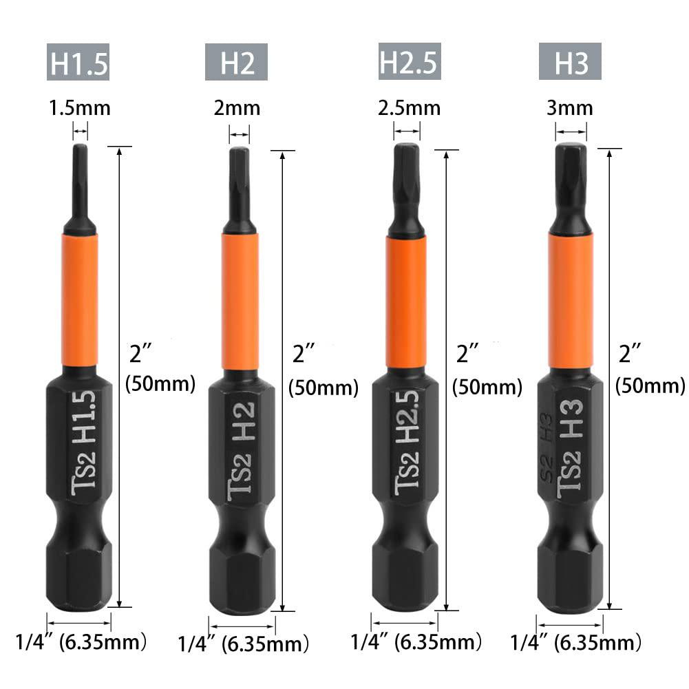 7-teiliges 50mm Schraubendreher-Bit-Set 1,5mm 2mm 2,5mm 3mm 4mm 5mm 6mm Sechskantkopf Inbusschlüssel Bohrer-Bit-Set