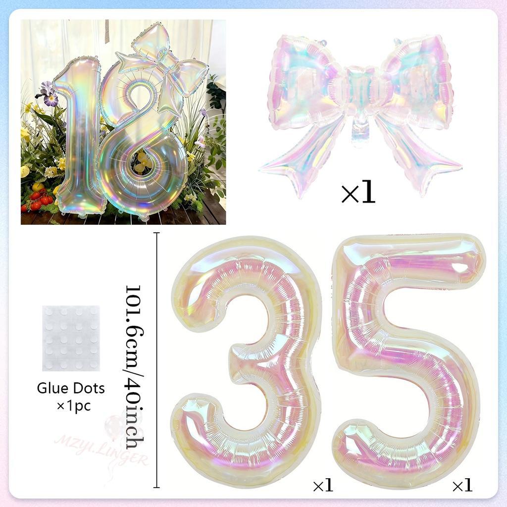 Colorful Transparent Digital Balloon Colorful Bow Balloon, Used for Birthday Parties and Anniversary Decoration