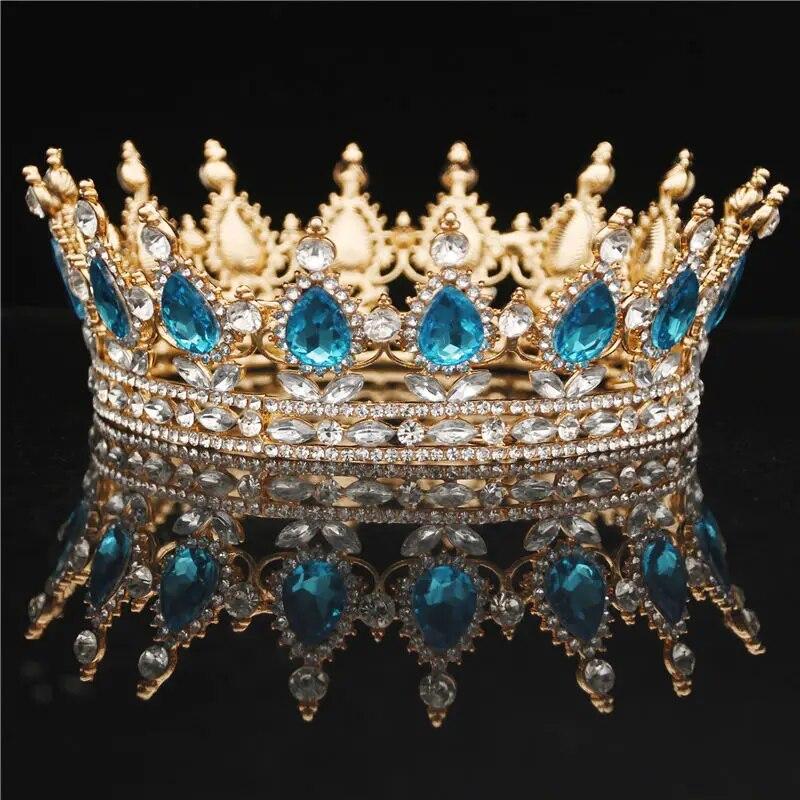 Kristall Vintage Royal Queen König Tiaras und Kronen Männer/Frauen Pageant Prom Diadem Haarschmuck Hochzeit Haarschmuck Zubehör