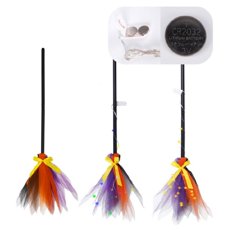 Witch Broom Kids Tulle Gauze Flying Broomstick For Masquerade Halloween Cosplay