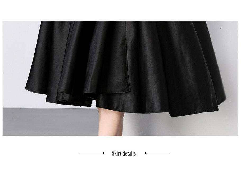 Stylish French Suit Dress with Dramatic Stitching and Midi Swing Design