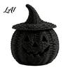 Uniek Seizoensgebonden Cadeau Halloween Hars Pompoenmand Nep Geweven Lantaarn Ornament Spookachtig Gotisch Huisdecor Zwarte Snoeppot voor Tafelblad Schouw