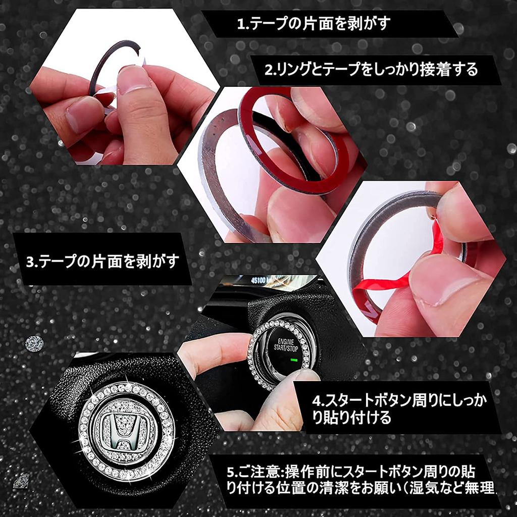 (MHNETY) Engine Start Button Rhinestone Swarovski Car Engine Button Cover
