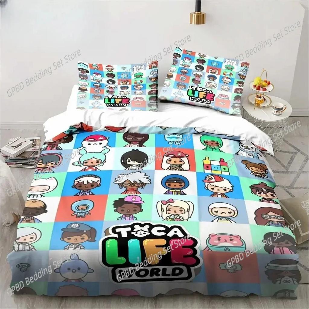 New Luxury New 3D Print Cartoon Game Toca Life World Bedding Set Duvet Cover Bed Set Quilt Cover Pillowcase king Queen Size
