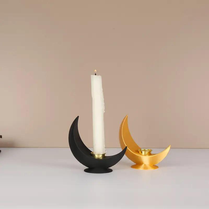 Vintage Gothic Schwarzer Halbmond Kerzenhalter 3D-gedruckter Mond Kerzenständer Schaffen Sie eine romantische Atmosphäre Heimdekoration