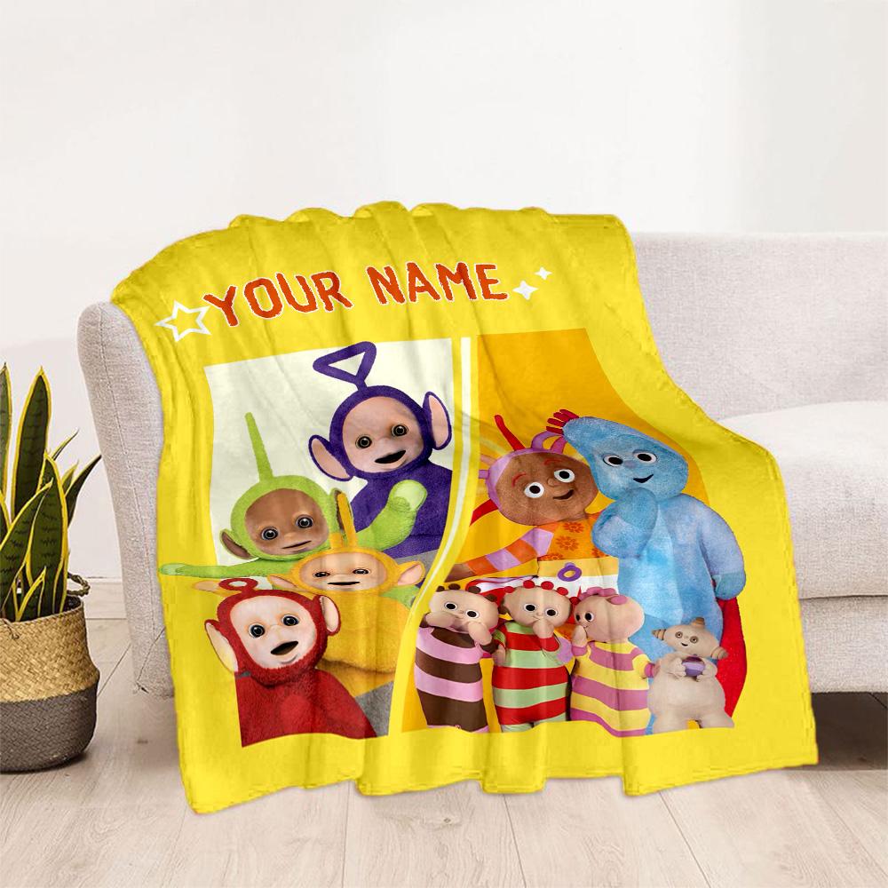 Teletubbies Party Invite Blanket Ultra-Soft Great for Sofa Couch Office Chair Four Seasons Universal Digital Print