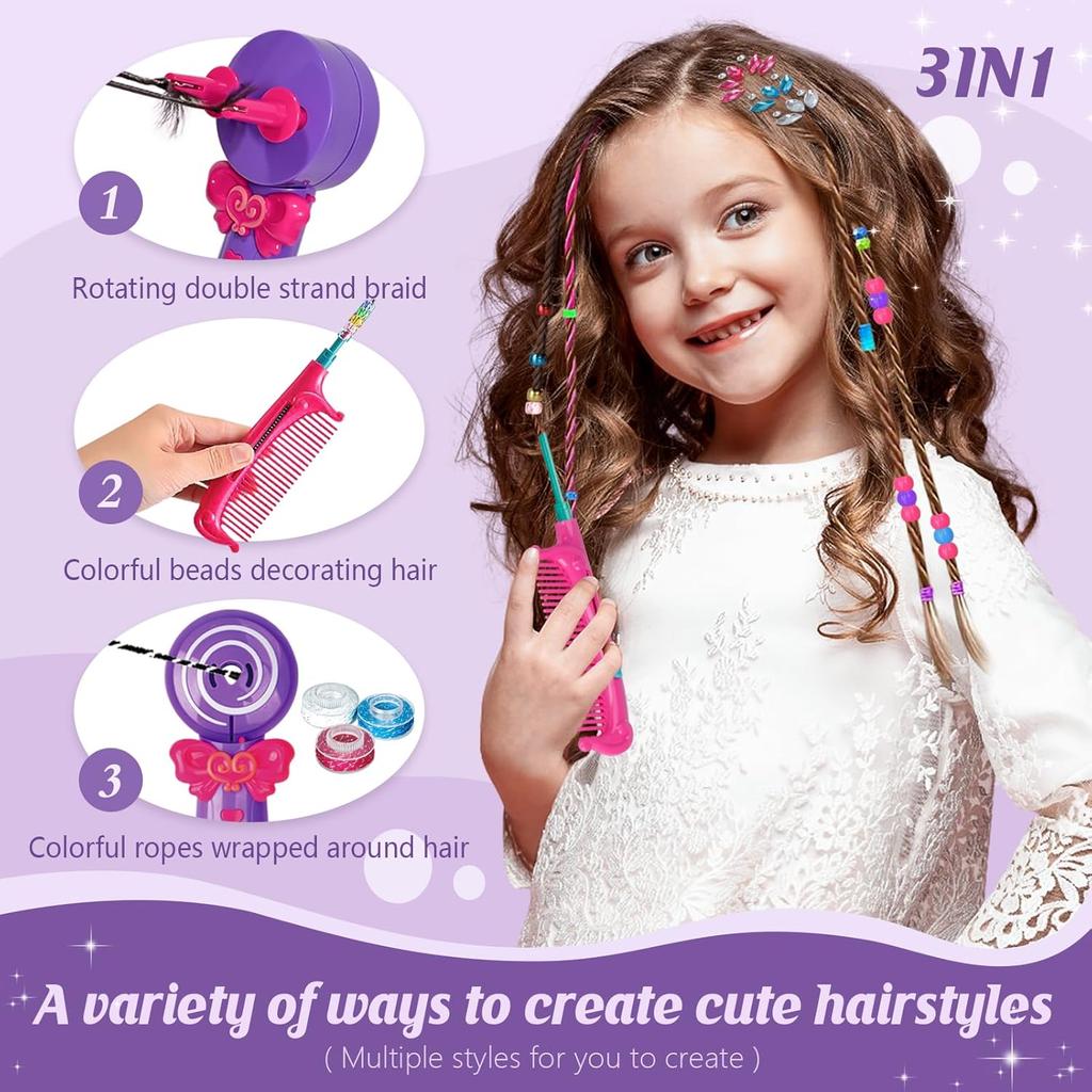 Diy Hairdressing Tools 3-In-1 Magic Electric Braiding Machine Jewelry Beads Dress Up Pretend Play Toys Gifts