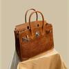 New Trendy Suede Leather Handbag Large‑Capacity Nubuck Top‑Grain Cowhide Women Bag Casual Single Shoulder Crossbody Purse -NO LOGO