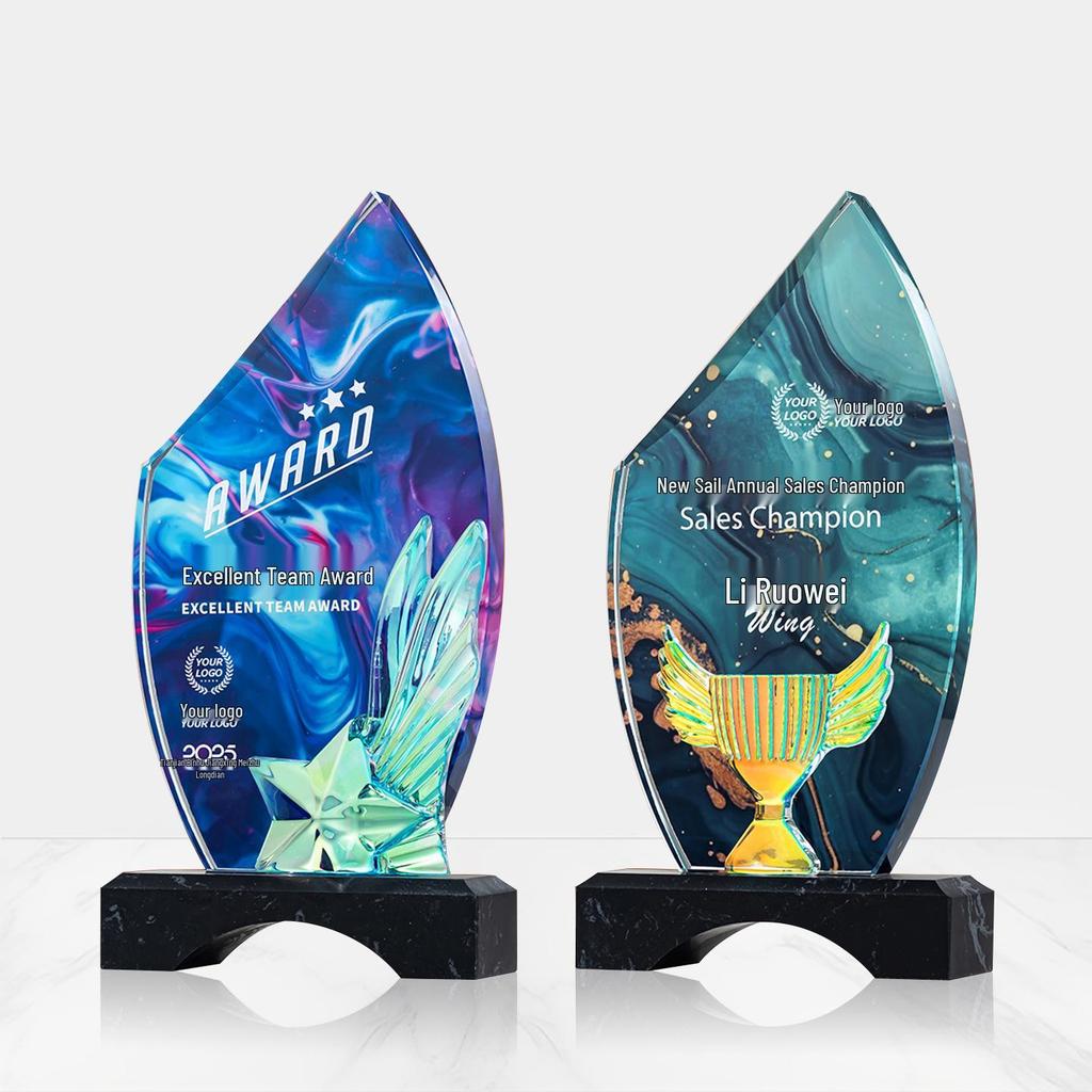 Customized Five-Pointed Star Crystal Trophy for Company Annual Meeting: Award for Outstanding Employee Achievement