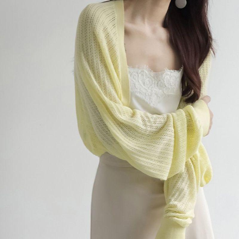 Women s Summer French Knit Batwing Sleeve Cardigan Shawl M (approx. 41-48 kg)