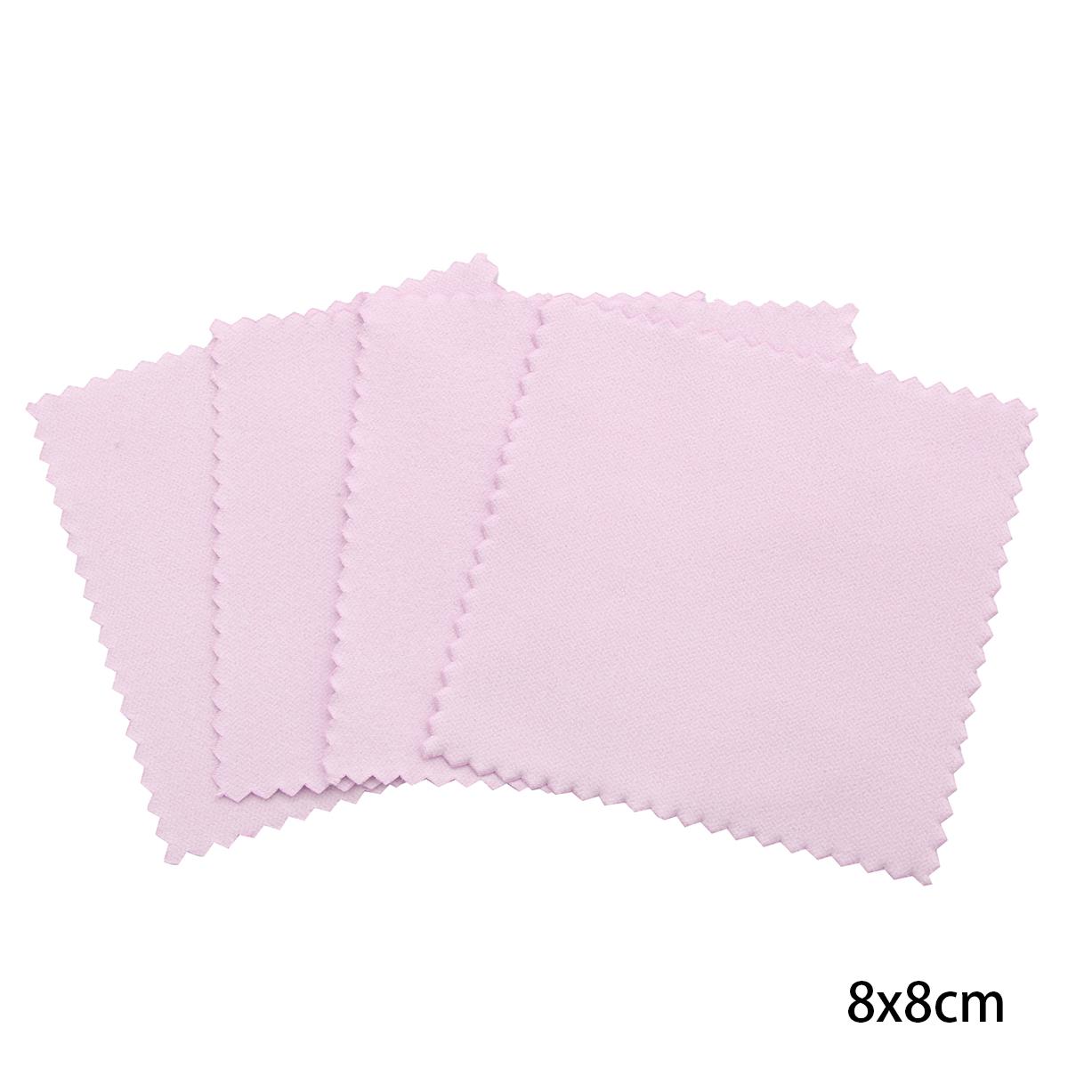 

20 шт. оксамитової срібної тканини для витирання полірувальної тканини для аксесуарів для інструментів для срібла та золота 8x8mm рожевий