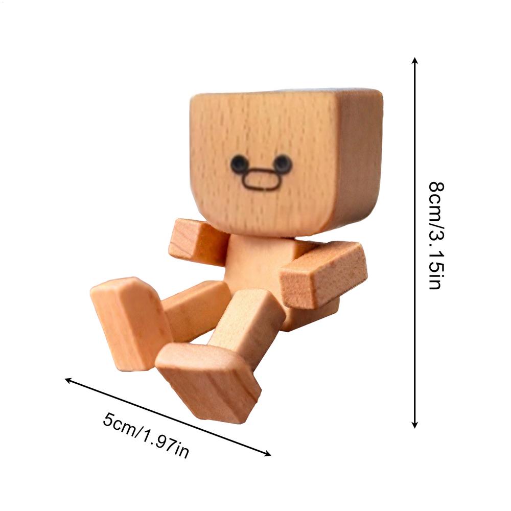 Shaking Wooden Man Figurine Handmade Shaking Doll Car Dashboard Decor Statue for Automotive Console Scooters Sedans Pickups
