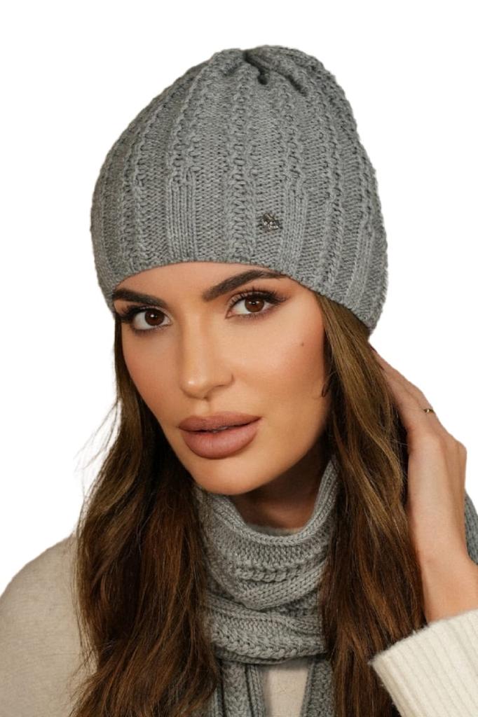 Filona Women' Set Hat with Scarf Color Gray