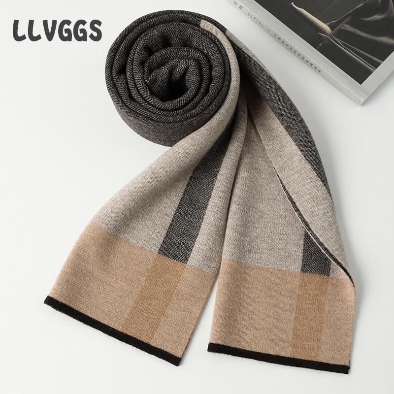 Pure wool men's plaid scarf thickened warm men's scarf leisure business travel autumn and winter tide