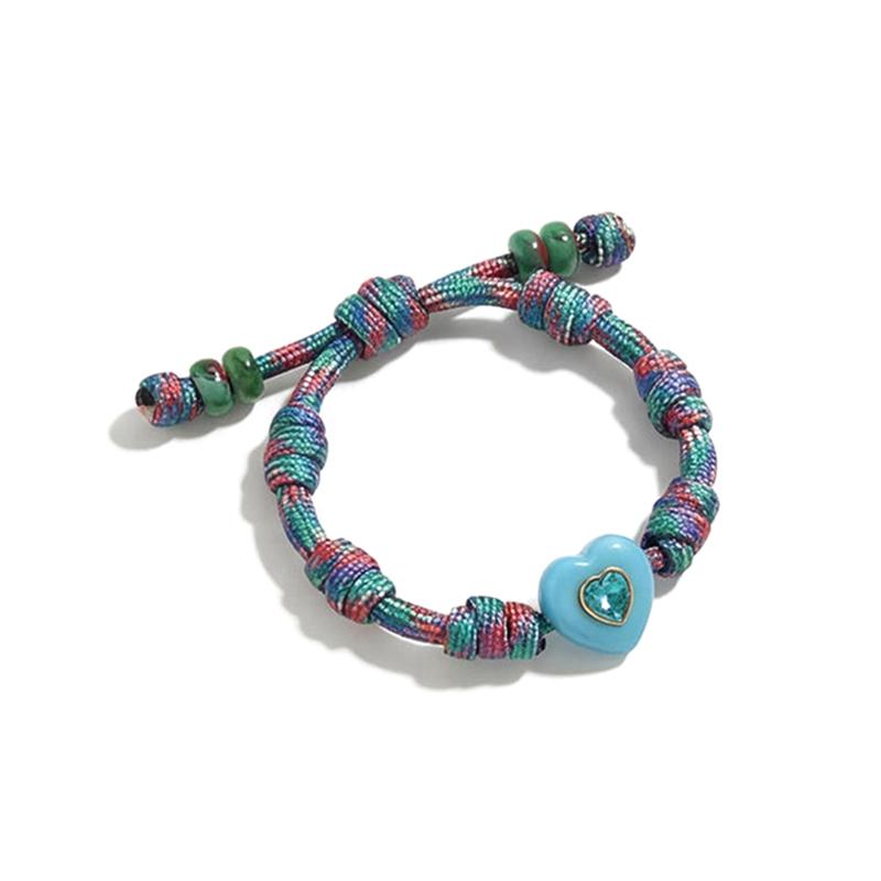 Personalized Heart Dopamine Bracelet Adjustable Drawstring Rope Handmade Contrast Color Hand Rope Fashion Jewelry Gift For Women