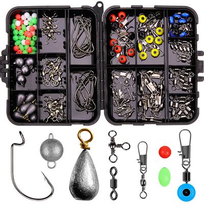 165-teiliges Angelzubehör-Set für Barsch und Forelle Kompletter Satz Angelzubehör Jig-Hakenbleie Wirbel Spinner Stahlvorfächer Kombinationen
