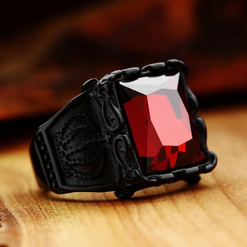 New Store 316L Stainless Steel High Quality Gem Ring Lots Vintage Fria Men's Ring with Colorful Stones Jewelry