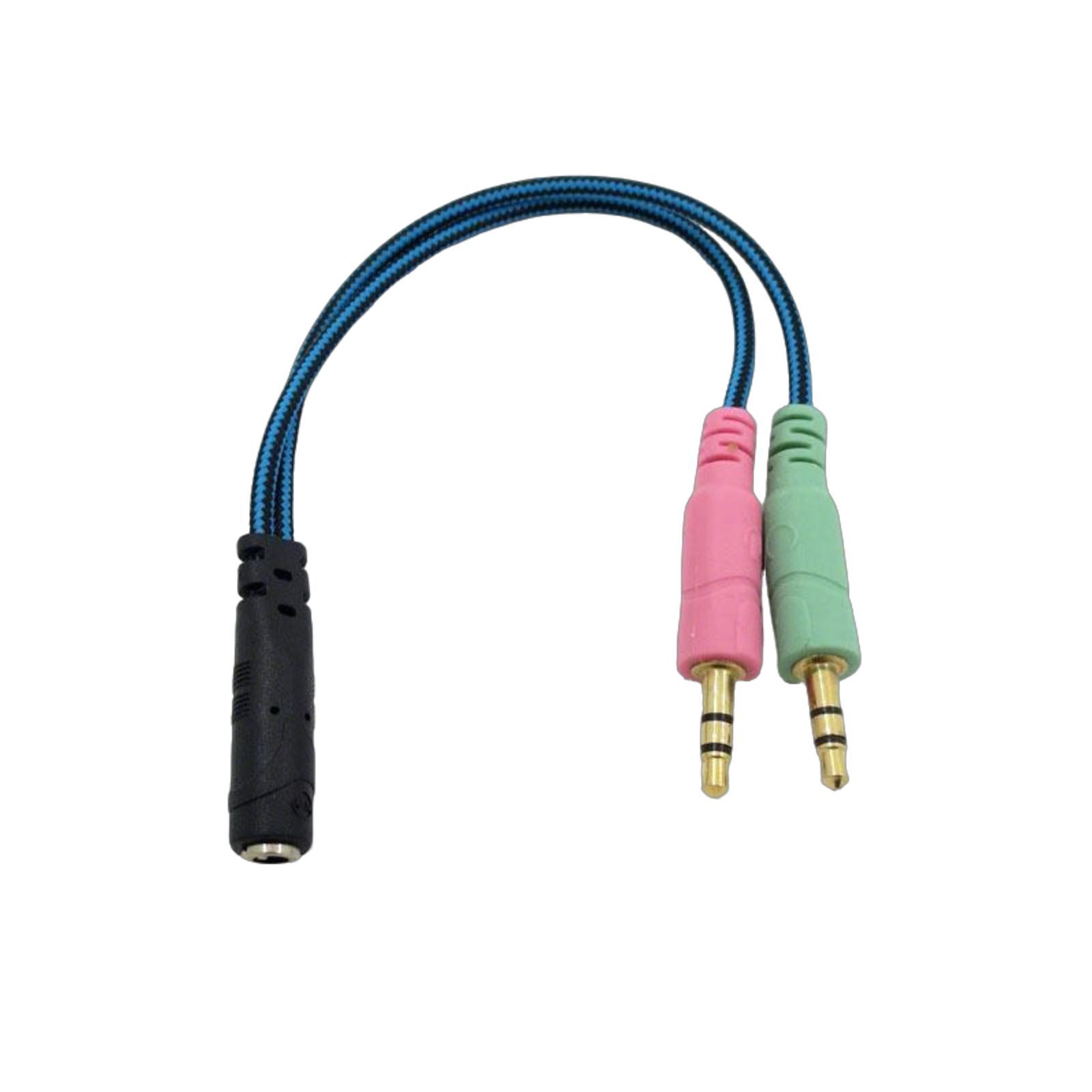 

Разветвитель для наушников и микрофона Разветвитель для наушников 3,5 мм женский на двойной мужской аудиокабель для микрофона и разветвителя для ПК и игровых устройств синий