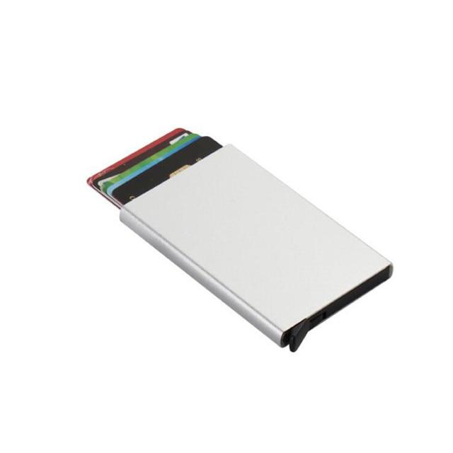 Automatický nerezový držák na kreditní karty Muži Slim Anti Protect Cestovní ID karty Držák na ID karty Ženy Peněženka RFID Kovové pouzdro Porte Carte