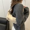 Korean Trendy Belt PU Leather Shoulder Bag Simple Solid Color Underarm Bag Versatile Ladies Clutch
