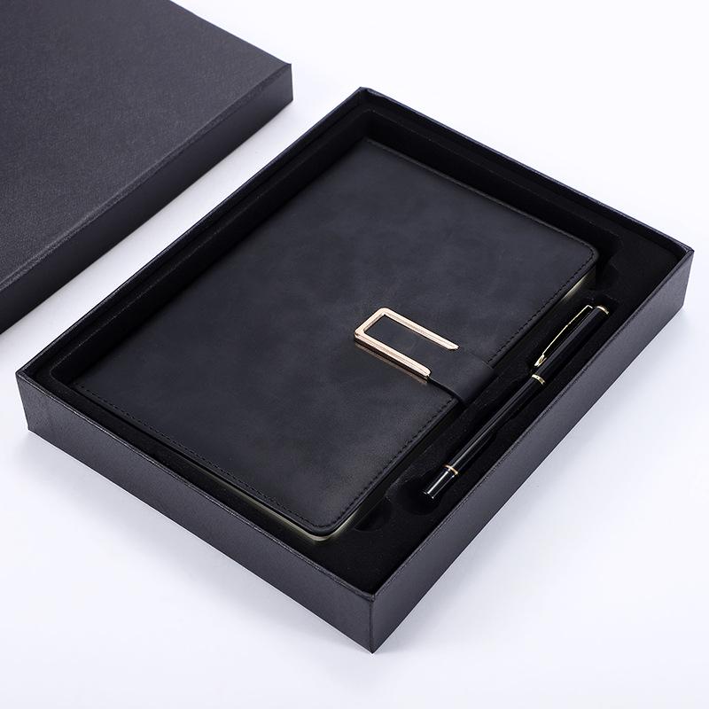 Anpassbares A5 Geschäftsgeschenk-Set - PU-Leder-Notizbuch mit Logo-Druckoption