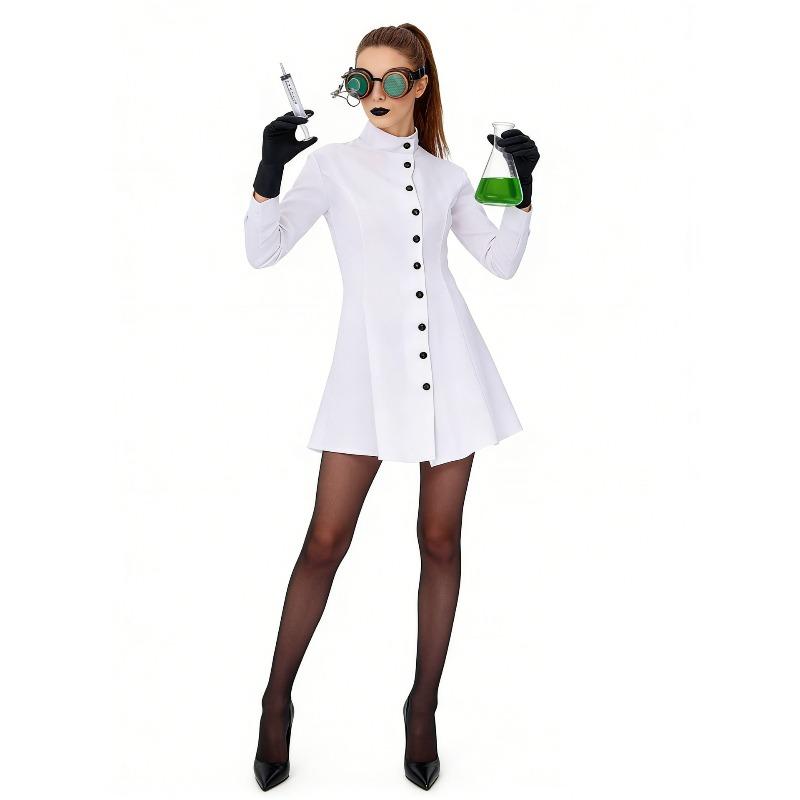 Halloween Cosplay Feestkostuum Vrouwelijk Gekke Wetenschapper Kostuum Volwassen Verpleegster Uniform Jurk Kok Uniform