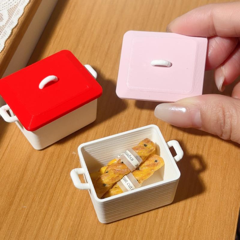 1:12 Mini Pancake Box & Plate With Lid Dollhouse Kitchen Simulation Model Decor Toy