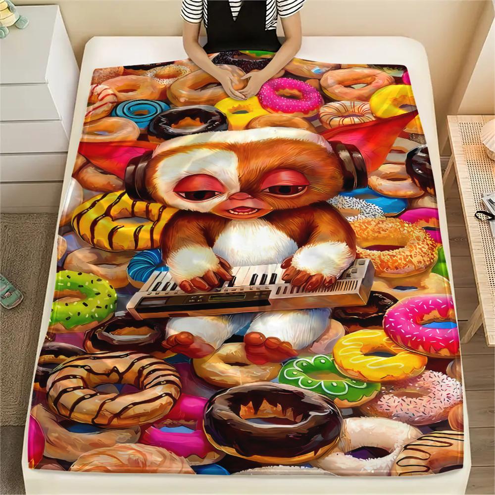 1pz Coperta in Flanella con Stampa Gizmo Gremlins, Alta Qualità per Tutte le Stagioni, Decorazione per la Casa, Calore e Comfort, Perfetta per Regali di Natale