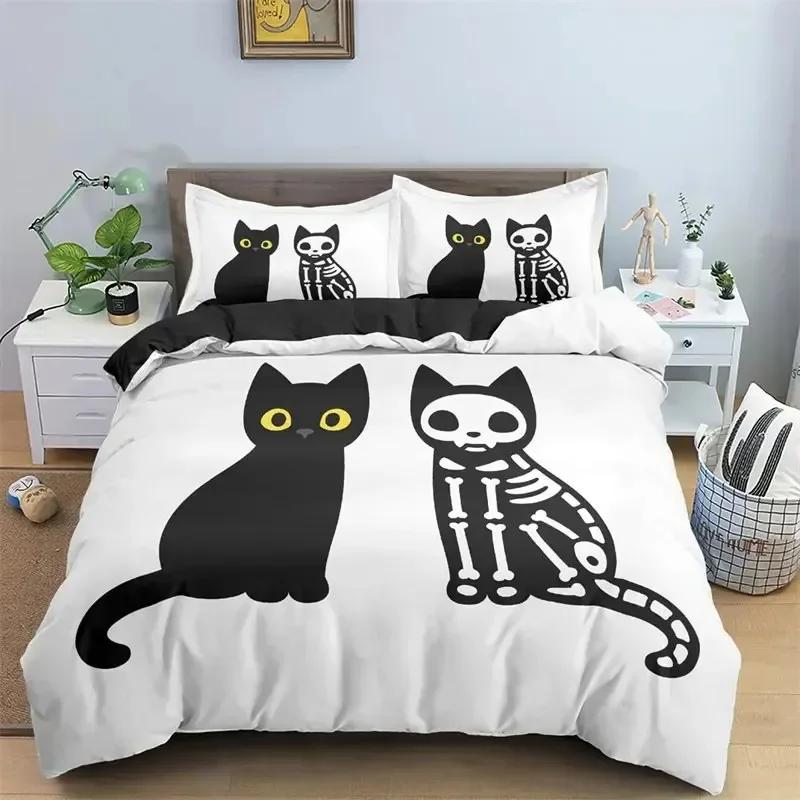 Kawaii Katze Bettbezug Cartoon Bettwäscheset Mikrofaser Niedlich 3D Tiere Bettdeckenbezug Einzelbett Doppelbett Kingsize Für Kinder Junge Mädchen Teenagerzimmer
