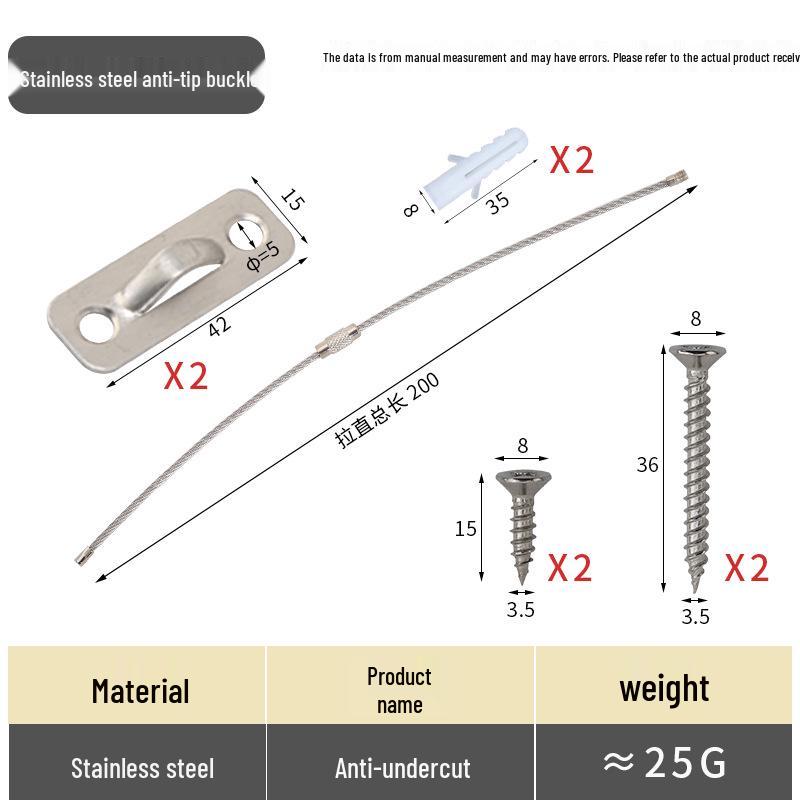 Çocuk Mobilyası Güvenliği Devrilme Önleyici TV Ünitesi Sabitleyici - Paslanmaz Çelik Toka ve Kemer Aparatı