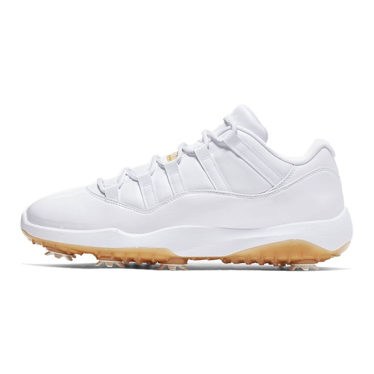 

Кроссовки унисекс Air Jordan 11 Low Golf Metallic Gold белые AQ0963-102