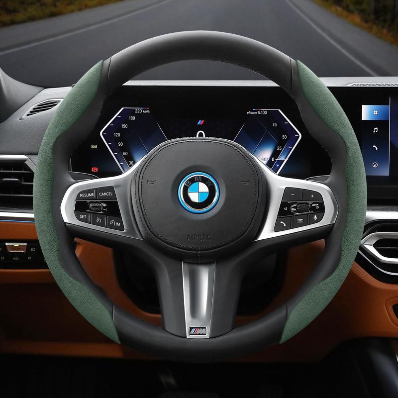 Suitable for Bmw Anti-Slip Buckle Segmented Suede Steering Wheel Cover Suitable for E46 F20 E87 E39 E91 G20 F31 E93 X3 E83 E61 m Serie 1 F30 X5 E90
