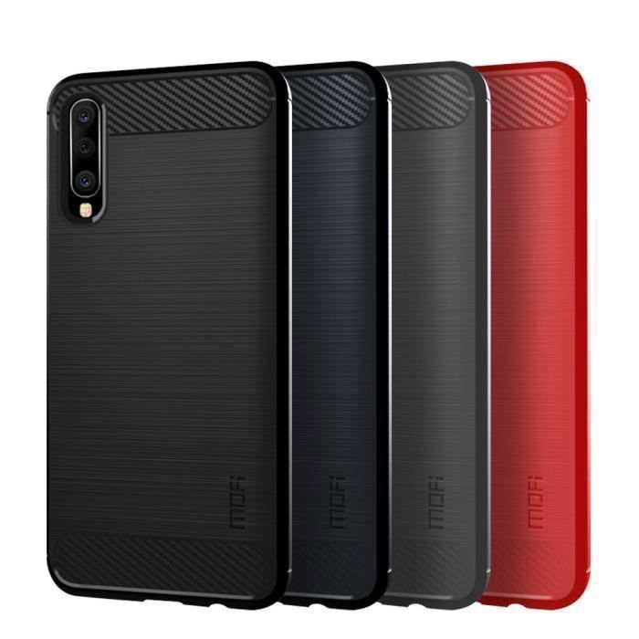Coque pour votre samsung galaxy a70 en tpu fibre de carbone noir