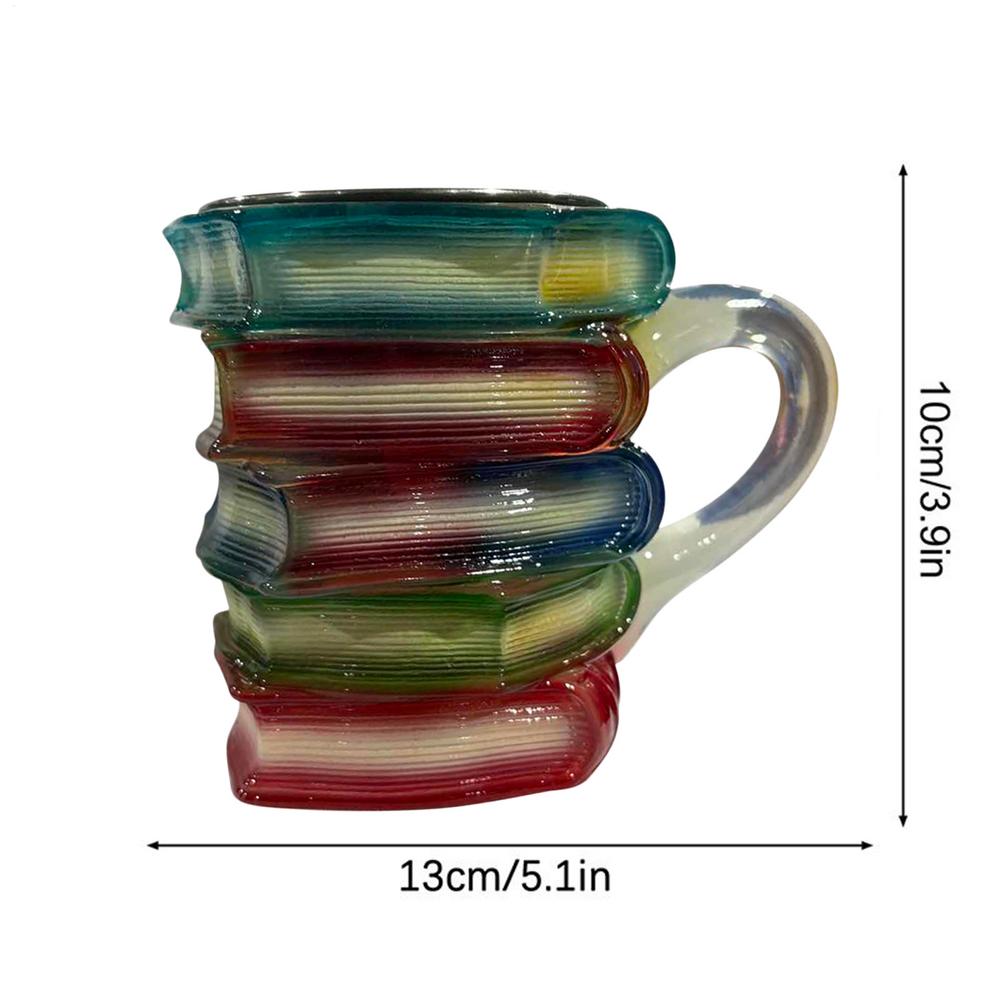 Novelty Coffee Cup Vintage 3D Painted Book Design Glass Water Drinking Cups Kitchen Accessory Ergonomic Handle Drinkware Mugs