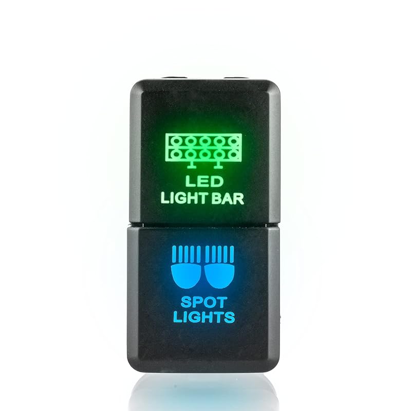 Wsays Двухкнопочный переключатель с подсветкой Светодиодная световая панель и точечные светильники 12 В Двухкнопочный переключатель с подсветкой Совместим с Toyota Tacoma Tundra 4 Runner Land Older Models