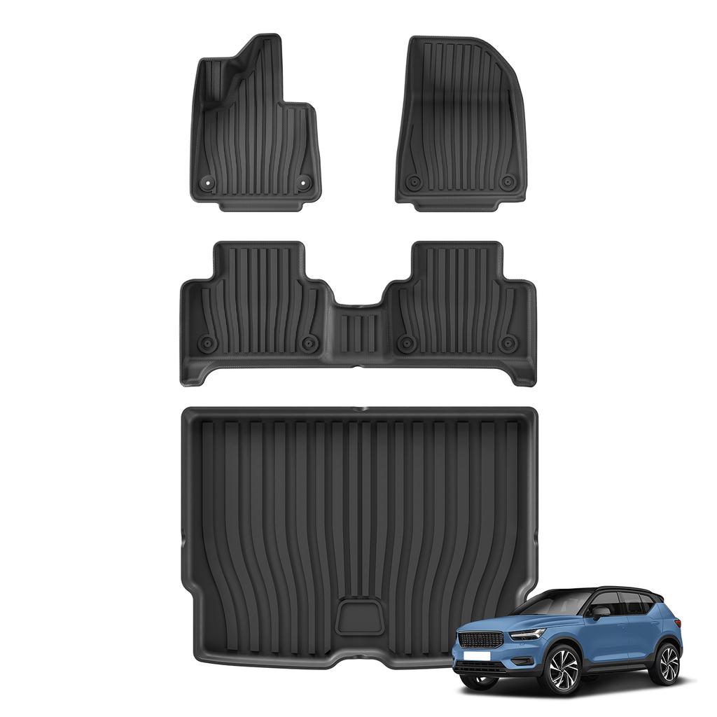 for Volvo EX30 2026 2026 Car Floor Mats Cargo Liner Trunk Pad TPE 3D Foot Mat Backrest Liner Waterproof Accessories Black