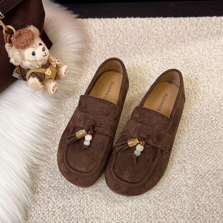 Bohemian Soft-soled Beanie Shoes Women's Loafers Autumn 2025 New Casual Pregnant Women Flat One-pedal Single Shoes