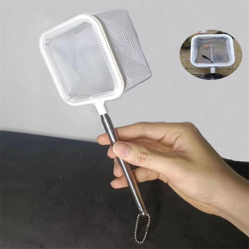 Fish Net for Fish Tanks Telescopic Rod with Removable Head for Catching Shrimp, Fish Commercial Use with Suction Cup