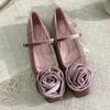 High Quality Velvet Mary Jane Shoes for Women Elegant Flower Decoration Retro Square Toe Daily Casual  Female Shoes