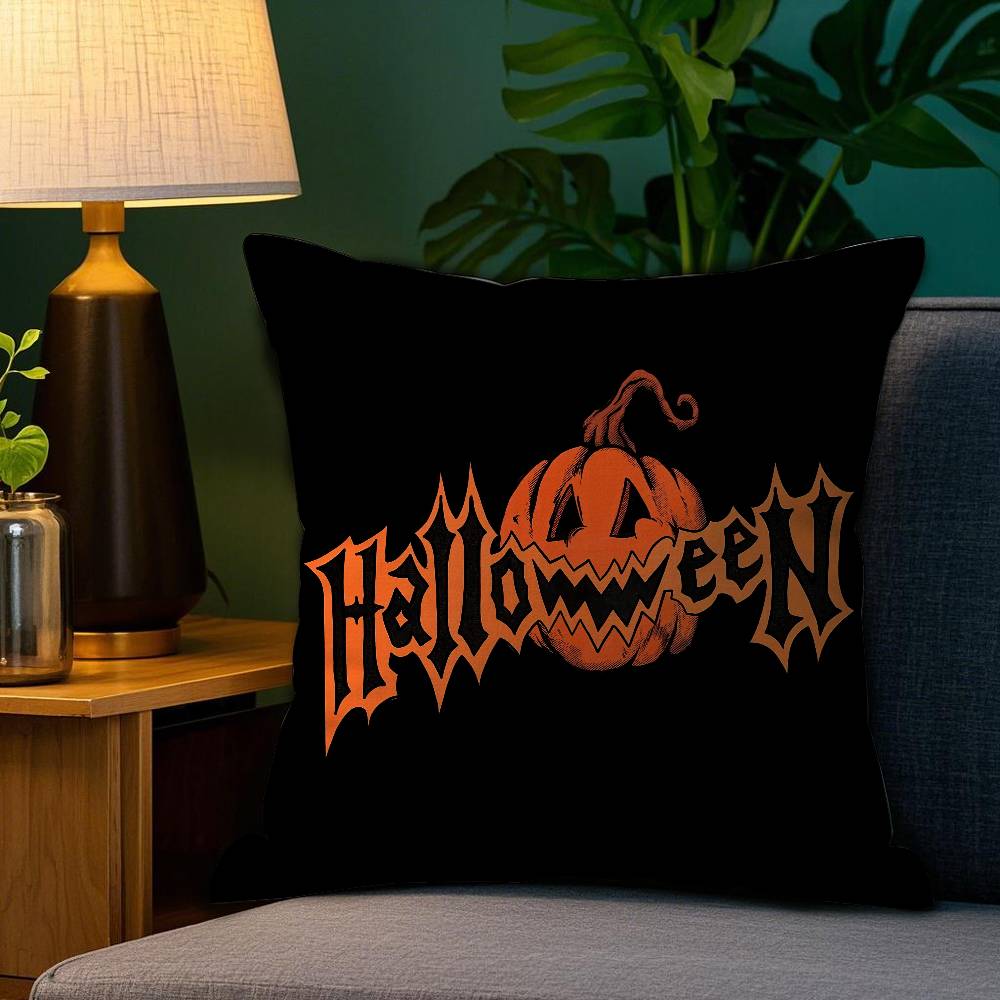Halloween Pumpkin Skull Pillow Case Plush Fabric Soft Double Sided Print Home Sofa High Quality Cushion Cover Throw