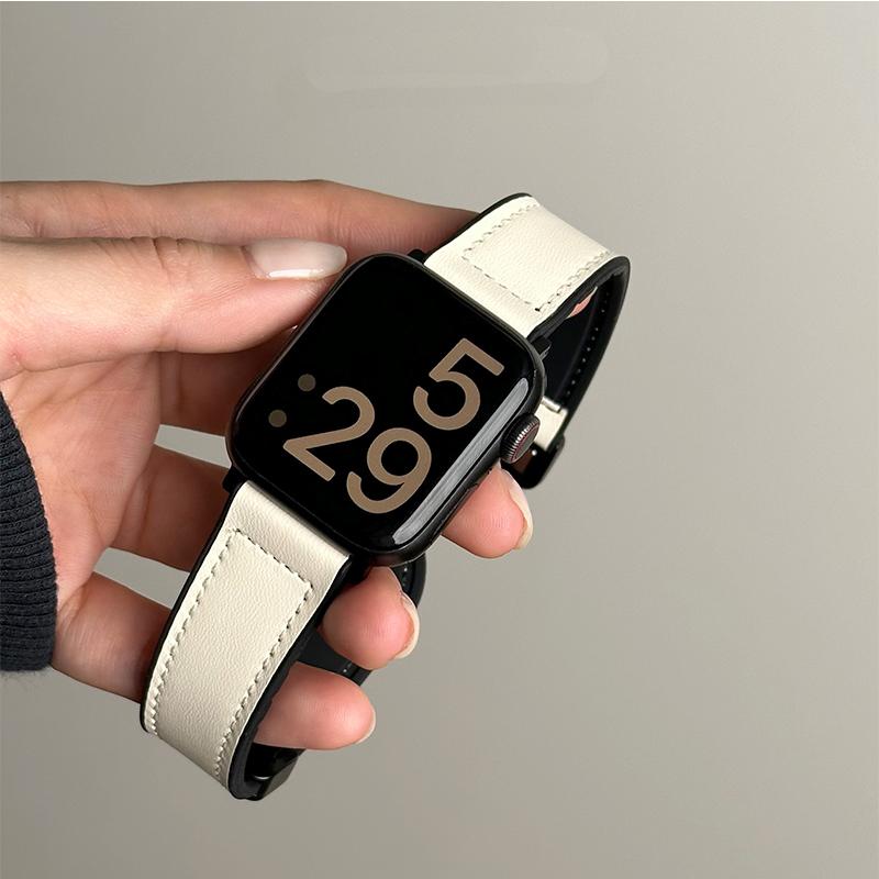 Leather+Silicone Strap For Apple Watch Band Ultra 49mm 44mm 45mm 41mm 46mm 40mm 42mm Magnetic Bracelet iwatch Series 2028
