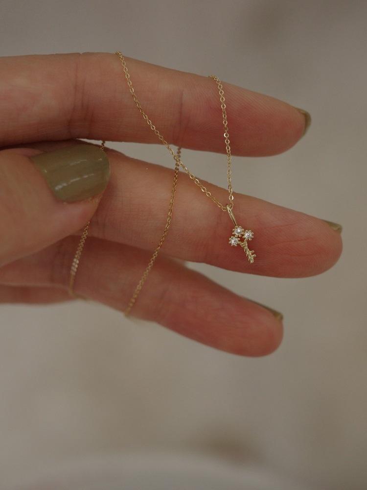 Delicate S925 Gold-Plated Silver Key Pendant Necklace & Bracelet Charm S925 Silver