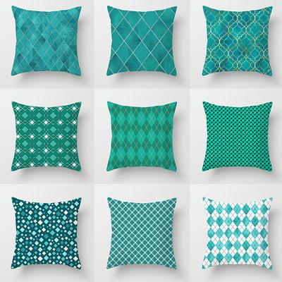 Retro Green Geometric Pillow Case Home Sofa Pillow Cushion Cover Tatami
