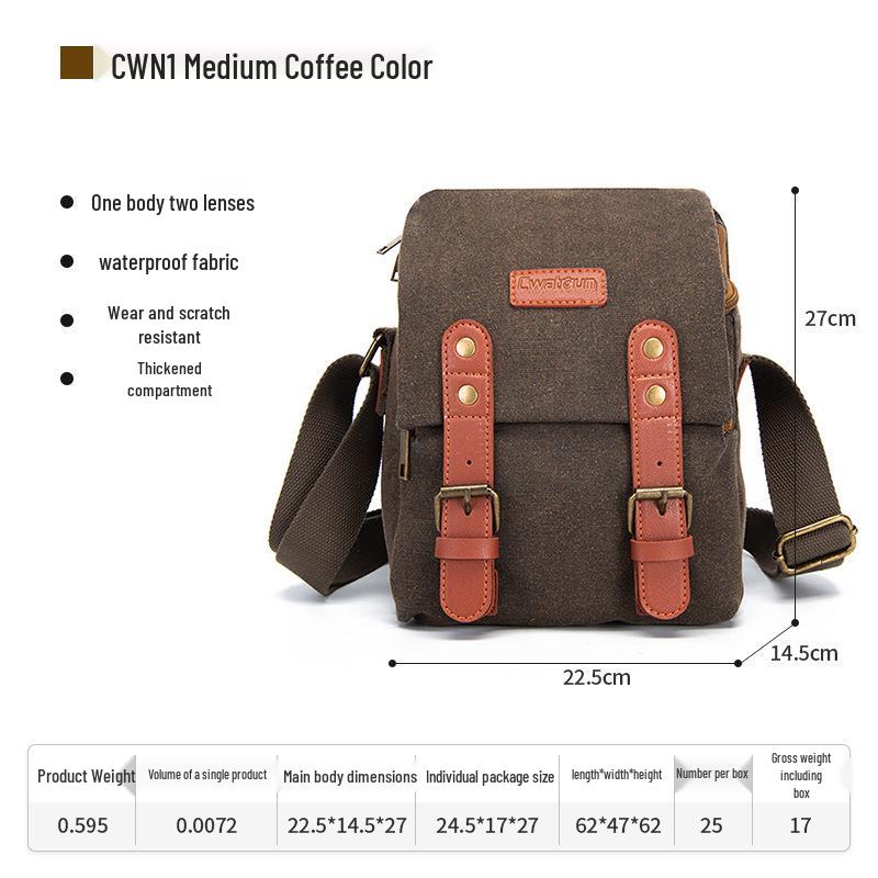 Cwatcun Japanese Style Canvas Crossbody DSLR Camera Bag