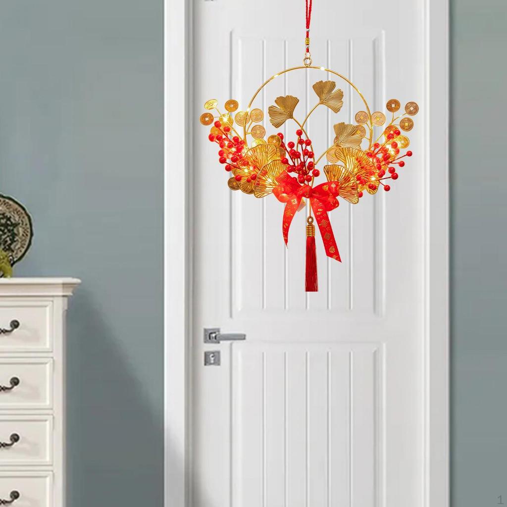 Chinese Year Decorations Spring Festival Decor with Tassel Door Wreath Garland for Bedroom