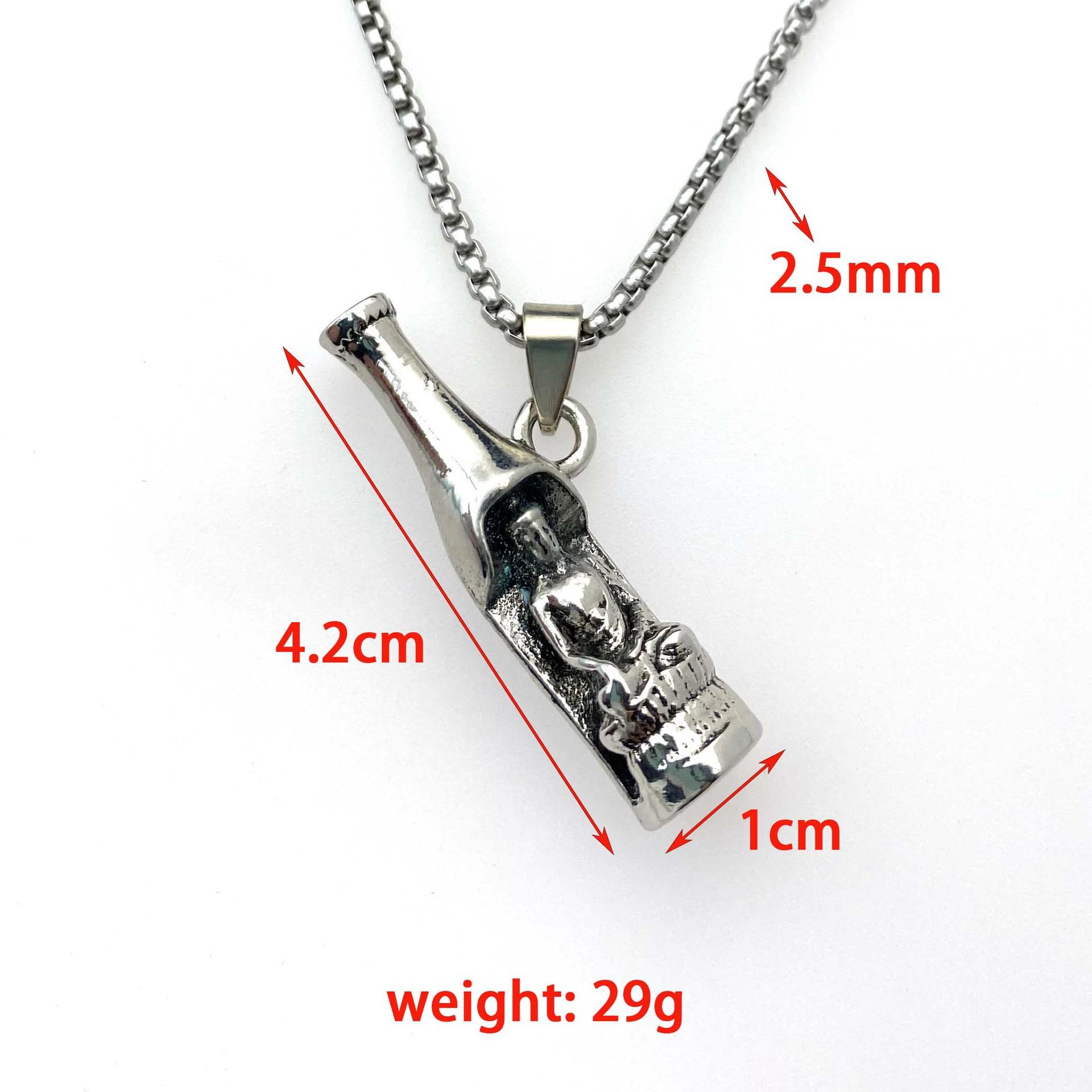 

Винтажное ожерелье в стиле хип-хоп, из титановой стали, в форме Будды и винной бутылки, подвеска-открывалка для винных бутылок, аксессуары