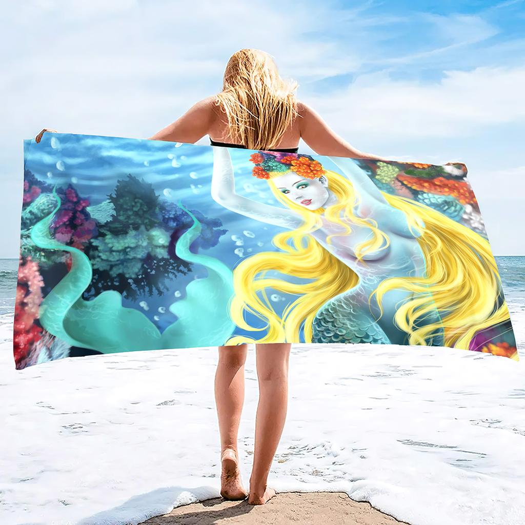 Beach Towels Mermaid Bath Towels Microfiber Pool Towel Shower Towel Beach Towels Quick Dry Pool Towels Gifts for Kids Girls